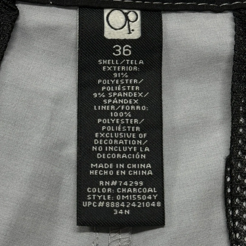 OP OPFLEX Mens 36 Striped Swim Trunks Shorts 4 Way‎ Stretch Charcoal Gray Board